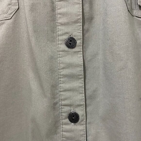 Vintage 90s Grey Button Down Shirt with Metal Hardware Cargo Utility Grunge Y2K - Picture 4 of 12
